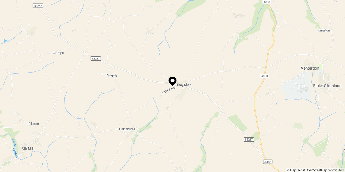 Approximate location of Bray Shop, Callington, PL17 8PZ