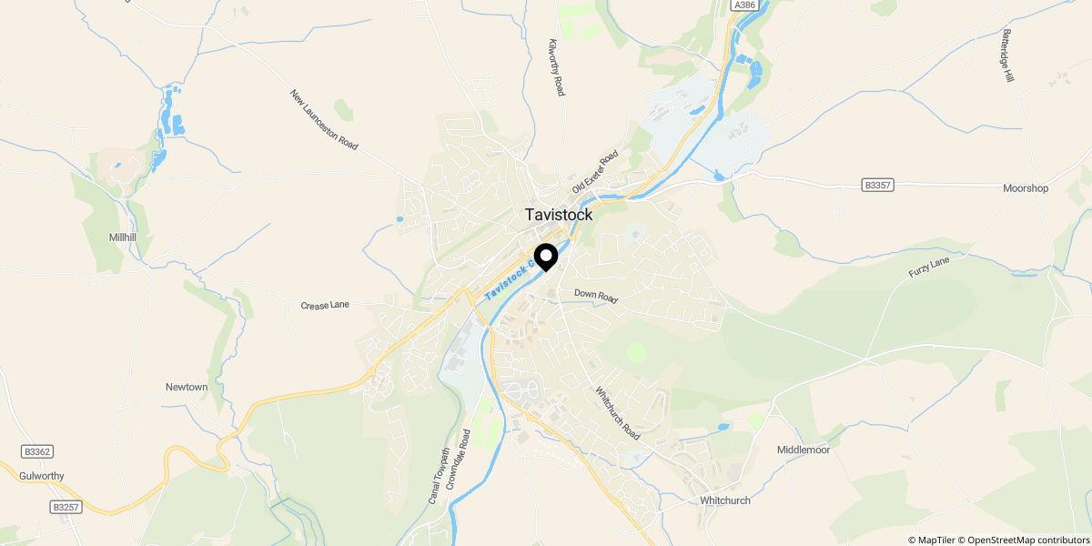 Approximate location of Down Road, Tavistock, PL19