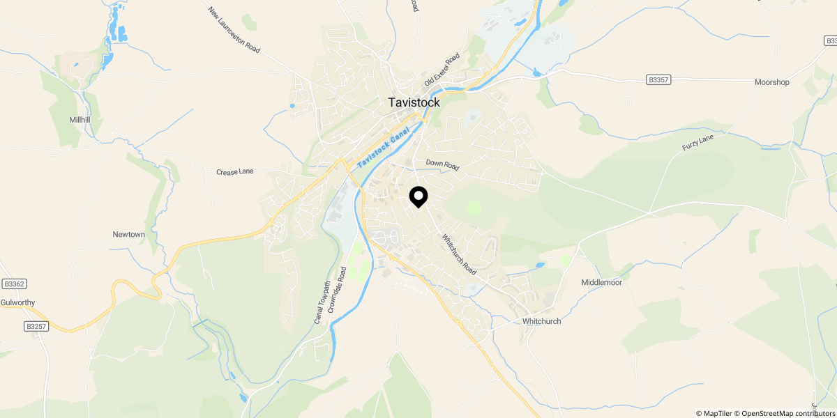 Approximate location of Mohuns Park, Tavistock, PL19