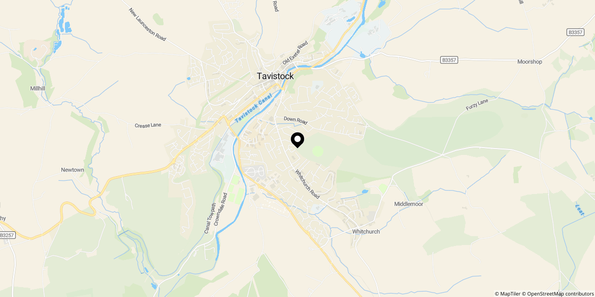 Approximate location of Warran Lane, Tavistock, PL19