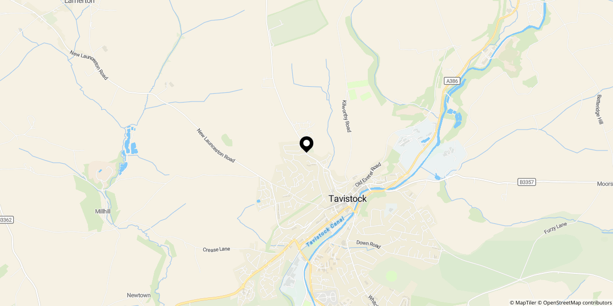 Approximate location of Tavistock, PL19 0ES