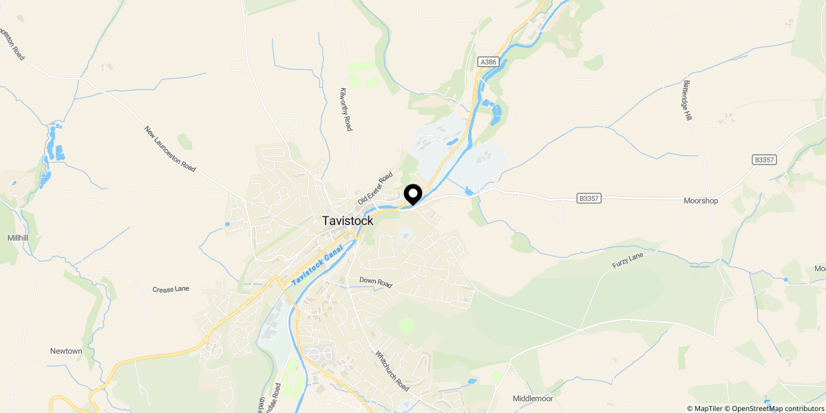 Approximate location of Tavistock, PL19 9JF