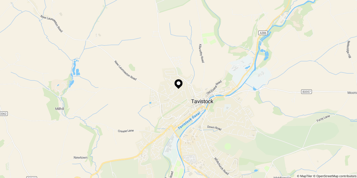 Approximate location of Manor Way, Tavistock, PL19 