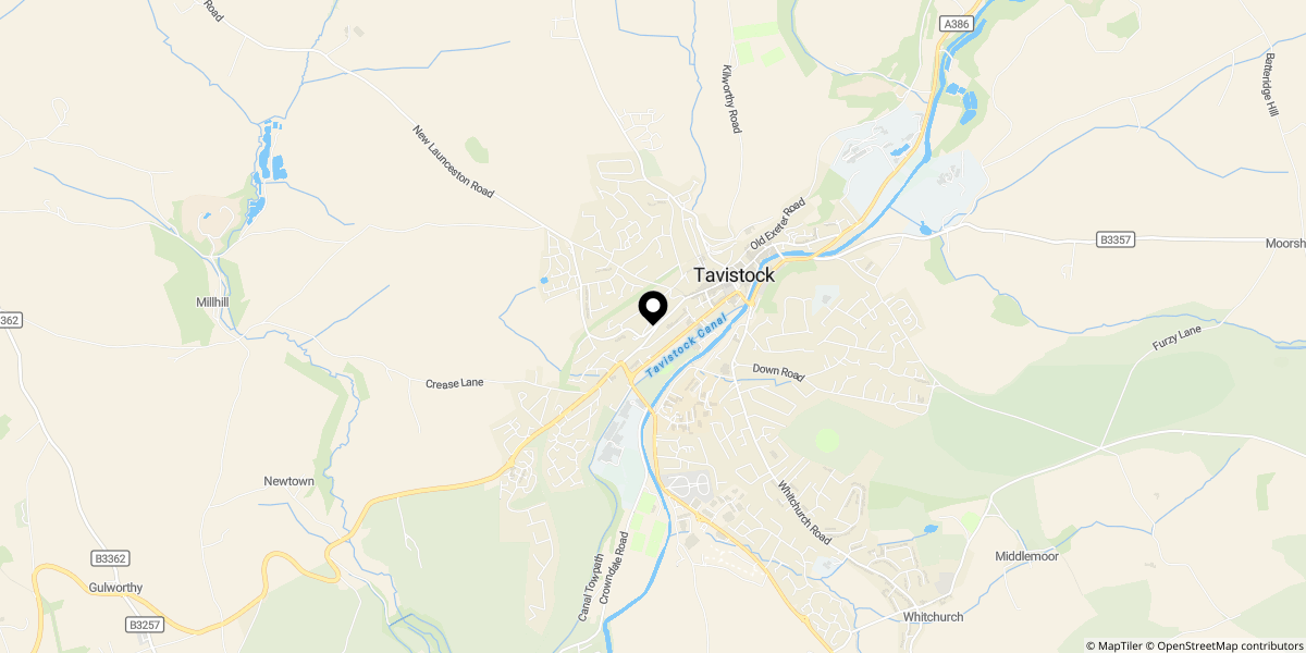 Approximate location of Watts Road , Tavistock , PL19 8LF