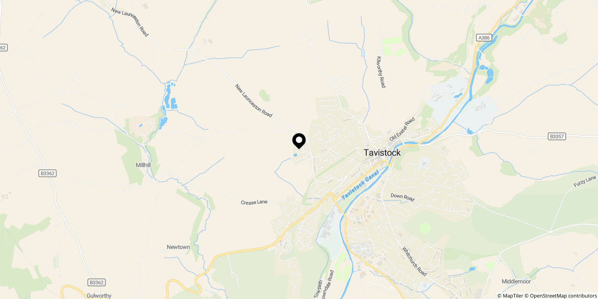 Approximate location of Honeysuckle Drive, Tavistock, PL19 8FP