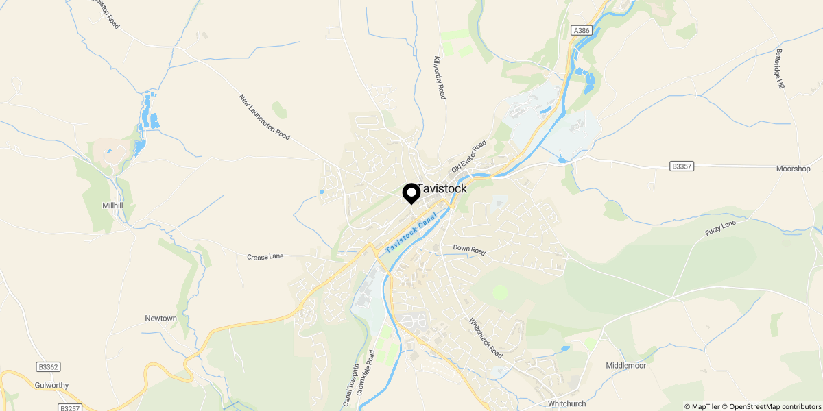 Approximate location of West Street, Tavistock, PL19