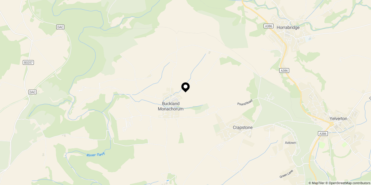 Approximate location of Cross Park, Buckland Monachorum, PL20