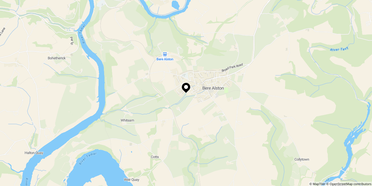 Approximate location of Sarah Close, Bere Alston, PL20