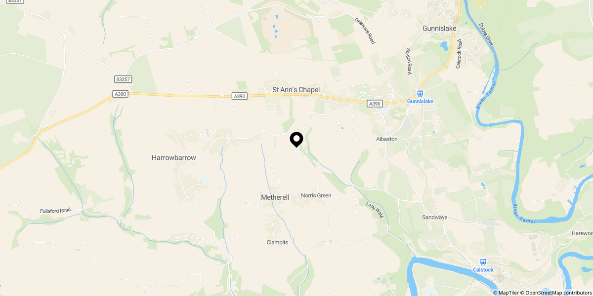 Approximate location of Honicombe Manor Park, Callington, PL17 8JW